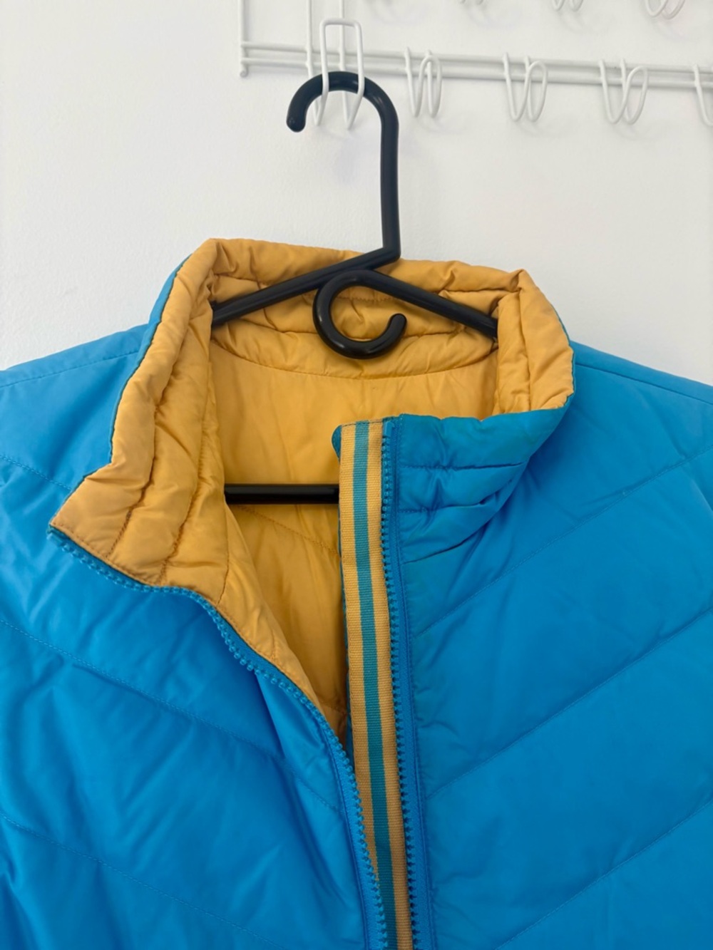 Reversible Blue and Yellow Puffer Jacket - goose down